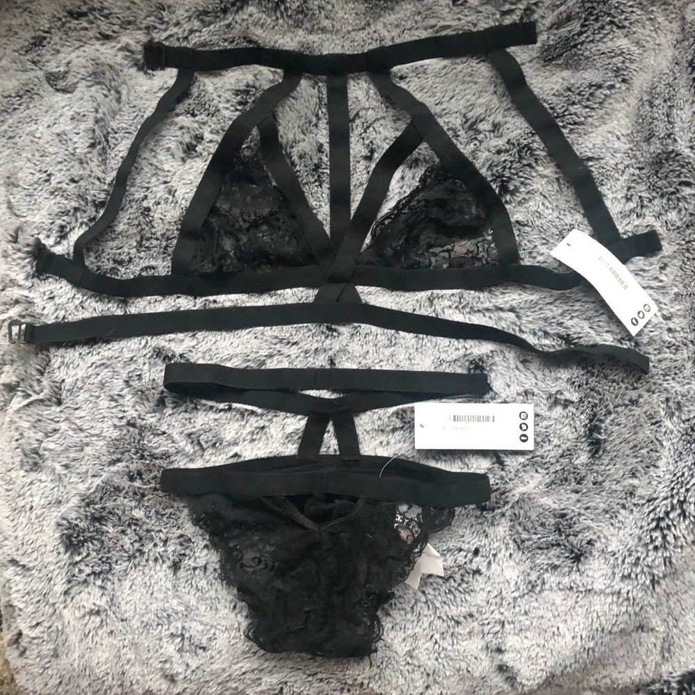 Black lace strappy lingerie